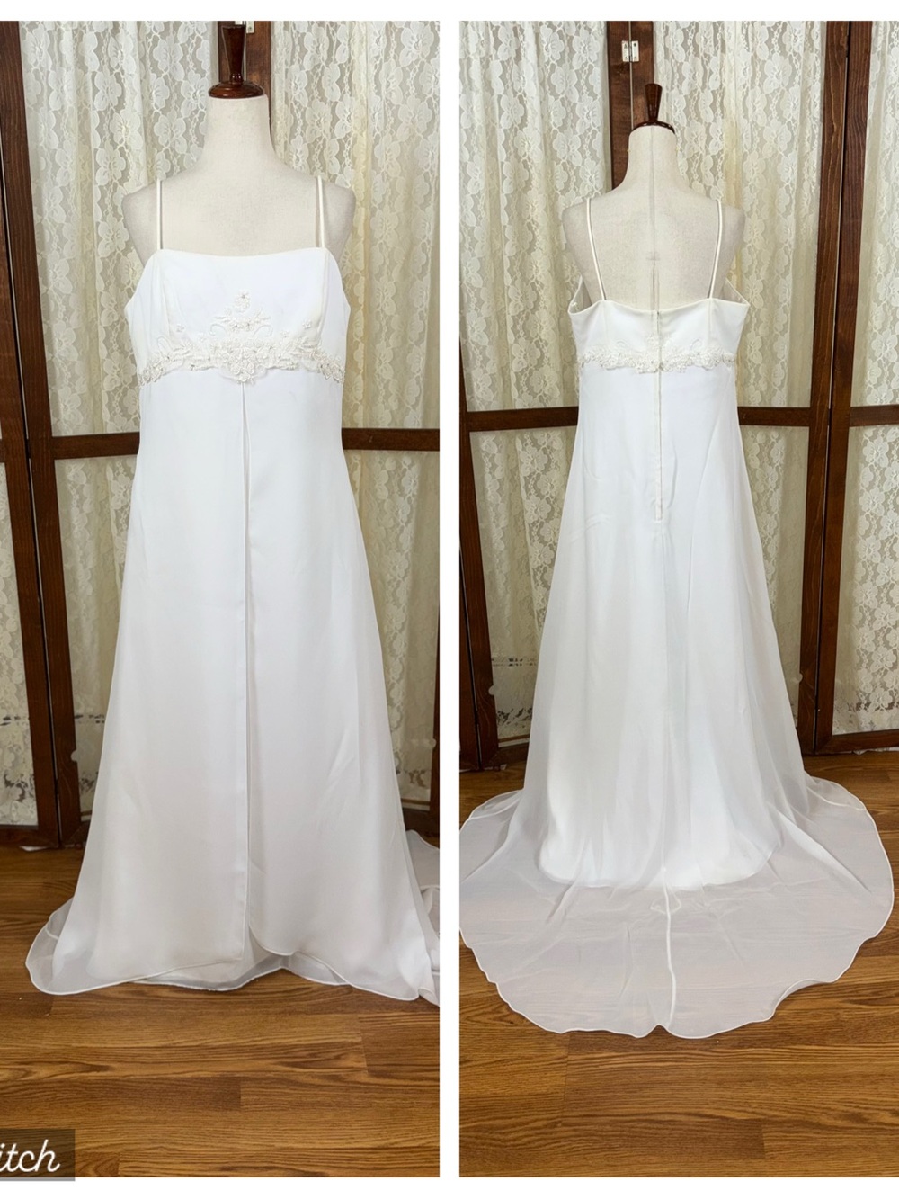 Beautiful Vintage 90s St Tropez Empire Waist Chiffon Wedding Gown